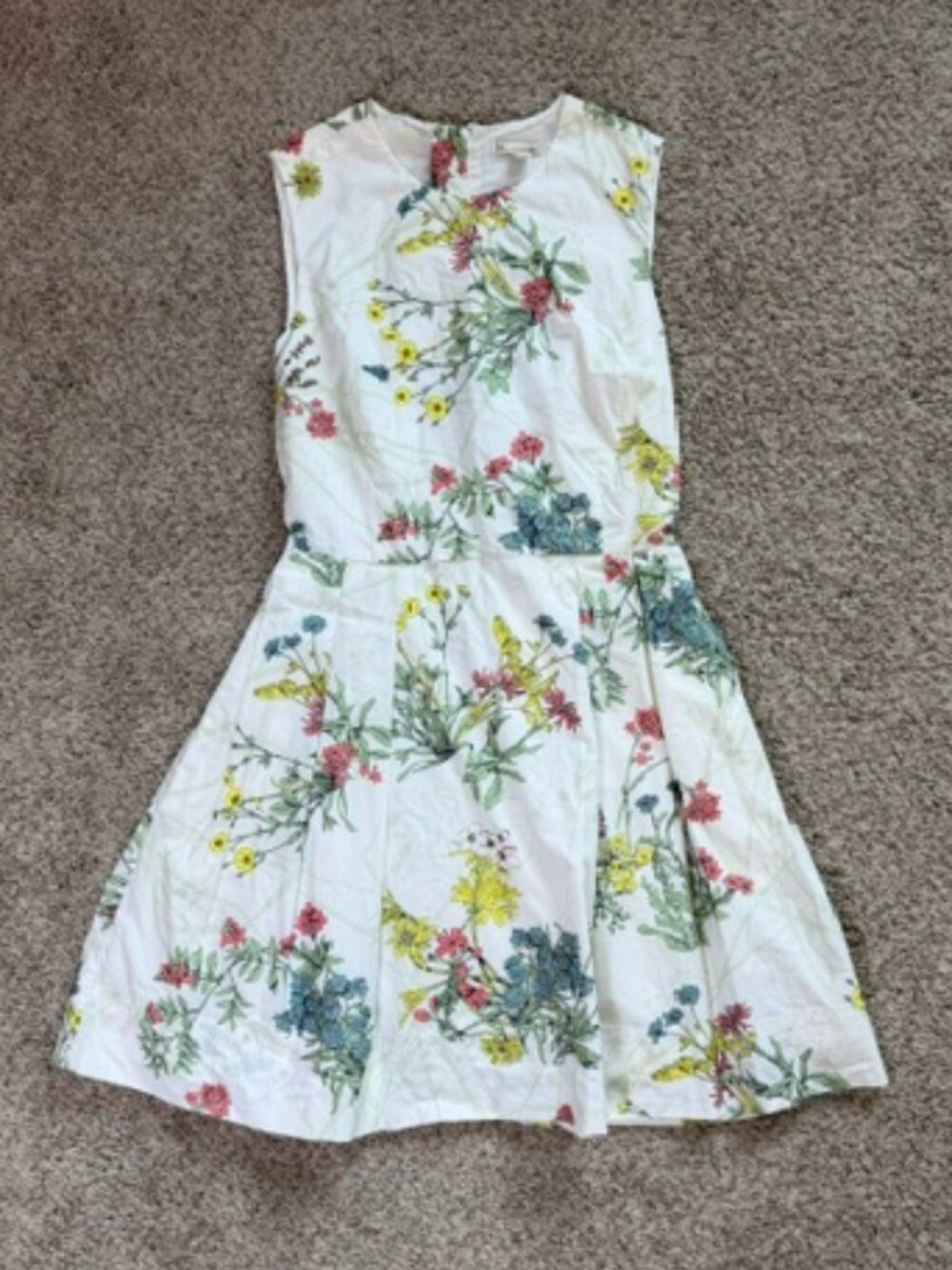 Gap Floral Fit & Flare Dress | Size 0 | White Botanical Print Cotton Dress | NWT - Picture 2 of 8